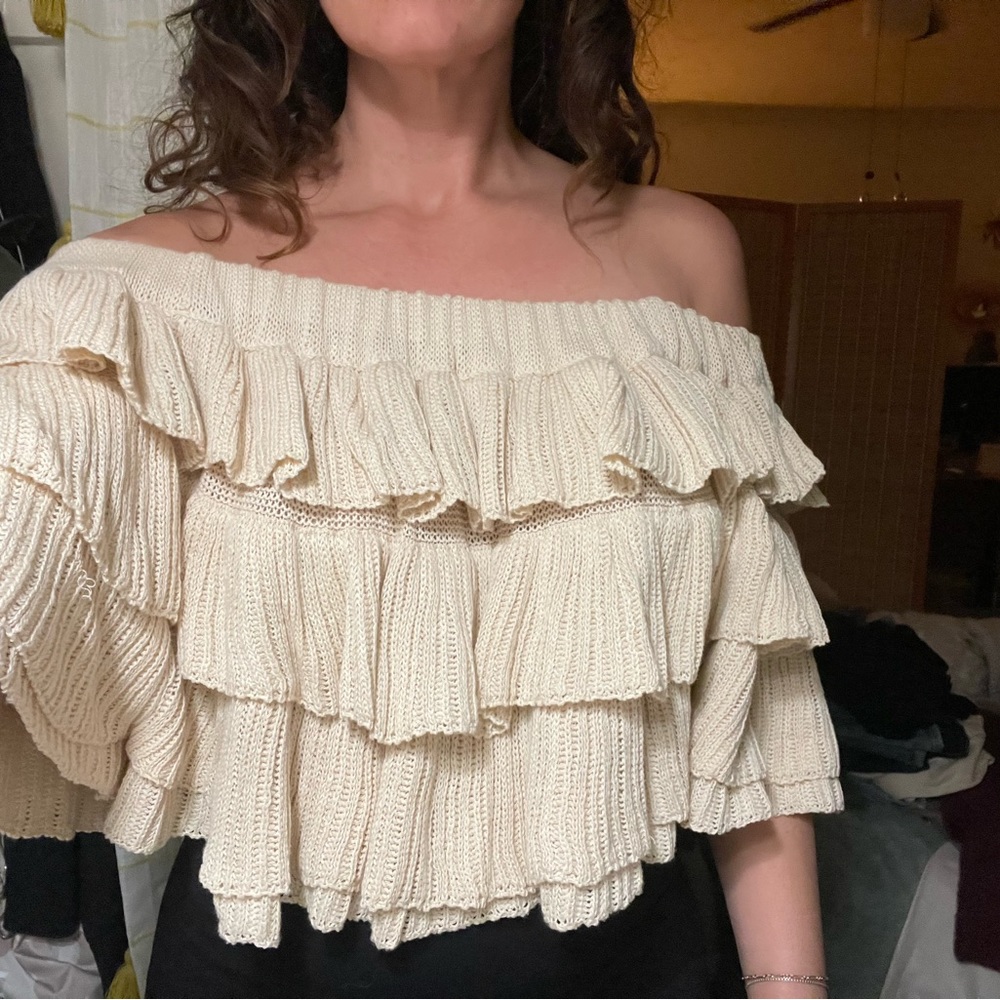 Gorgeous off the shoulder ruffle top!